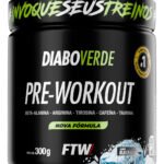 Pré Treino Pre Workout DIABO VERDE Pote 300g Sabor Black Ice FTW