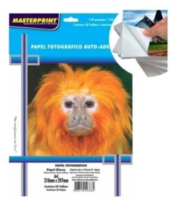 Papel Fotográfico Adesivo A4 Glossy 130g 50 Folhas Masterprint Branco
