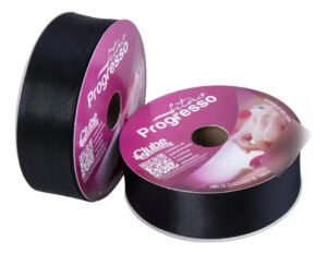 Fita De Cetim Progresso 38mm Rolo 50 Metros Cores Cor Preto