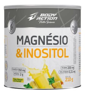 Magnésio E Inositol Taurina Melatonina 210g Bodyaction Sabor Abacaxi Com Hortelã
