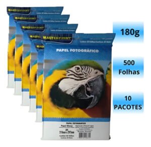 500 Folhas Papel Fotográfico A4 Glossy 180g Masterprint cor Branco