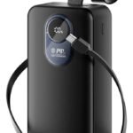 Power Bank Basike 30.000mAh Portátil, Carregamento Rápido 22.5W, com Cabos Embutidos e Display LED para iPhone e Samsung