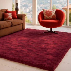 Tapete 2,00×1,50 Peludo Felpudo Sala E Quarto Cores Cor Bordô Desenho Do Tecido Pelo Alto