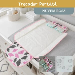 Trocador De Fralda Bebê Impermeável Dobrável Menina Macio Toque Suave Luxo Lindas Estampas Nuvem Rosa