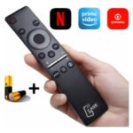 Controle Remoto Para Smart TV Samsung 4k Com Pilhas E Teclas Netflix Prime Video GloboPlay Preto
