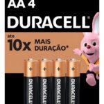 Pilha Alcalina Aa Pequena Duracell Com 4 Unidades