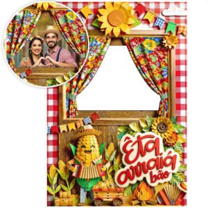 Painel Festa Junina Interativo Para Fotos 1,50×2,20m Decoração De Festa Em Tecido Sublimado Criatema