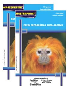 Papel Fotográfico Adesivo 130g A4 Glossy Masterprint 100 Fls Cor Branco