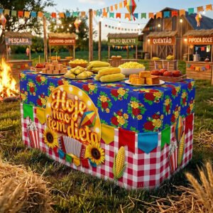 Capa De Mesa Festa Junina Arraiá Xadrez Em Tecido Sublimado Veste Fácil Criatema