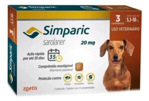 Antipulgas Simparic Zoetis 20mg Para Cães 5-10kg 3 Comprimidos