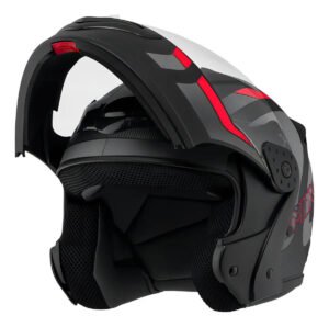 Capacete Robocop Escamoteável Fechado Mixs Gladiator Delta S Cor Cinza Vermelho Fosco Tamanho do capacete 58