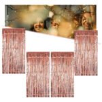 Kit C/ 4un Cortina Metalizada Fitas Para Decoração Franja Cor Rose Gold