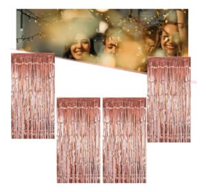 Kit C/ 4un Cortina Metalizada Fitas Para Decoração Franja Cor Rose Gold