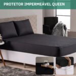 Protetor De Colchão Impermeável Matelado Antialérgico Antiácaro Queen Super Macio E Silencioso Preto Premium