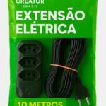 Extensão Elétrica Filtro De Linha 10 Metros Cor Preta Compacta Tripolar Energia 3 Tomadas Bivolt Creator Brasil