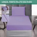 Kit Jogo De Lençol Solteiro C/ Fronha Ponto Palito 2 Peças Percal 400 Fios Maciez E Conforto Prolongado Cor Lilás Premium