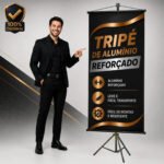 Tripé Banner 2,10m Porta Banner Pedestal Regulável Aluminio Gurumania®