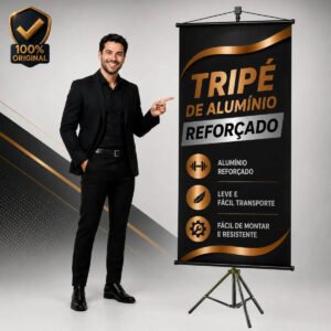 Tripé Banner 2,10m Porta Banner Pedestal Regulável Aluminio Gurumania®