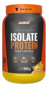Whey Isolado New Millen Isolate Protein Pó 900g Pote Sabor Pessego Com Manga
