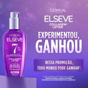 L’oréal Paris Elseve Collagen Lifter Leave-in Sérum Capilar Para Cabelos Finos Injeção de Massa com Peptídeos de Colágeno Aumenta o Volume em 61% e Encorpa os Fios por 72h 100ml