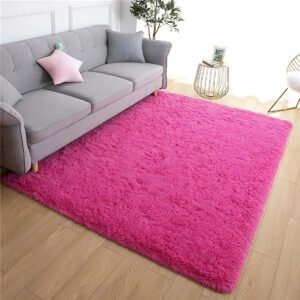 Tapete Para Quarto Felpudo 1,40×2,00 Sala Peludo Pelinho Die Cor Fúcsia Desenho Do Tecido Pelo Alto