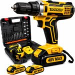 Parafusadeira Furadeira Impacto Sem Fio 2 Baterias Recarregável 48v Bivolt Velocidade Ajustavel Com Travas Mandril Resistente