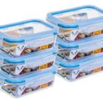 Conjunto 6 Pote Vidro Hermético Marmita Tampa Plástico 640ml