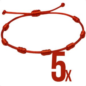 Kit com 5 Pulseiras Vermelhas 7 Nós para Proteção e Equilíbrio