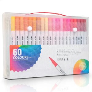 Kit 60 Cores Canetas Ponta Dupla Desenho Colorir Brush Pen Tinta Kit Com 60 Cores Diferentes