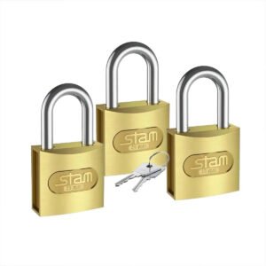 Cadeado Stam 30mm C/ 6 Chaves Alta Proteção 3 Unidades Cor Dourado