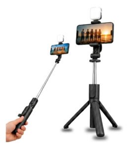 Tripé Bastão Selfie Celular Led 3 em 1 Controle Bluetooth 70cm