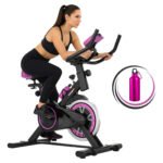 Bicicleta Ergométrica Bike Spinning Garrafa 6kg Sensação Inércia Com Medidor Cardíaco Fitness Preto e Rosa Sevenfit Para Cardio E Musculação