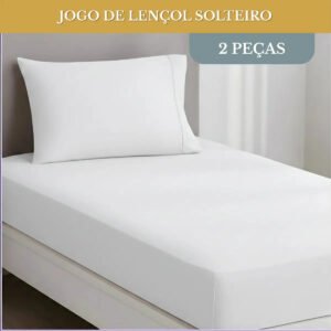 Jogo De Lençol Cama Solteiro 02 Peças 400 Fios Ponto Palito Hotel Pousada Luxo Cor Branco