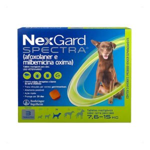NexGard Spectra Antipulgas e Carrapatos Cães 7,6kg-15kg 3 Tabletes