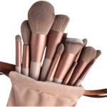 Kit Pincel De Maquiagem Com 13 Unidades Sombra Blush Cor Marrom