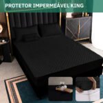 Capa Protetora Para Colchão King Impermeável Antialérgica Matelada Respirável Toque Macio E Não Esquenta Preto