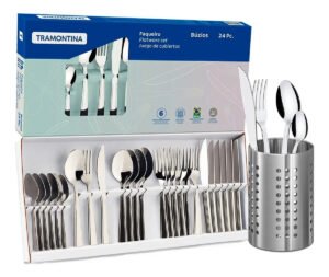 Faqueiro Tramontina Búzios Inox 24 Peças Com Suporte Inox