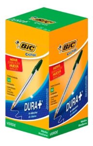 Pacote de caneta esferográfica Bic Crystal x 50 unidades de tinta verde externa preta