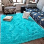 Tapete 2,00×1,50 Peludo Felpudo Sala E Quarto Cores Cor Azul-turquesa Desenho Do Tecido Pelo Alto