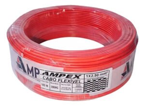 Fio Elétrico Cabo Flexível 2,5mm Rolo 100 Metros. Cobertura Vermelho
