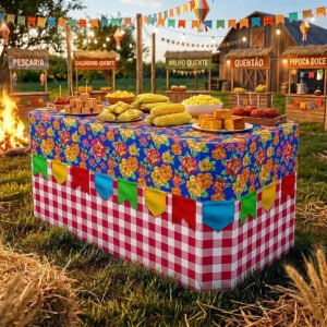 Capa Toalha De Mesa Festa Junina Chita Sublimado Tecido Veste Fácil Para Decoração Arraiá