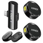 Microfone Lapela Sem Fio Kaidi Com Tipo-C Para Entrevistas e Lives Preto