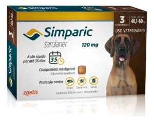 Antipulgas Simparic zoetis 40 a 60kg Cães 120mg 3 comprimidos