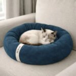 Cama Gato Nuvem Caminha Pet Redonda Ninho Soft Macia 50x50cm Cor Azul Gris