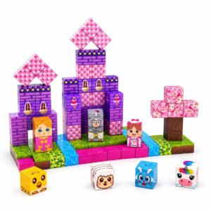 Kit 80 Blocos Magnéticos Menina Peças Para Montar Construção Imã Brinquedo Educativo Empilhamento Cubo Infantil Adidi Dêda