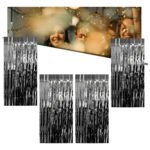 Kit 4 Cortinas Metálicas Preto 1×2 m Papel Metalizado Decoração