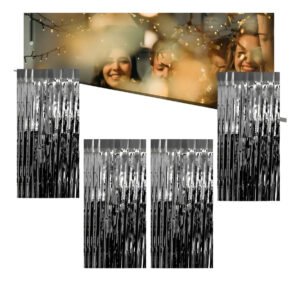 Kit 4 Cortinas Metálicas Preto 1×2 m Papel Metalizado Decoração
