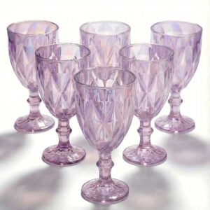Jogo 6 Taças Vidro Diamond Transparente Furta Cor Bico De Jaca 330ml