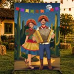 Painel Para Fotos Festa Junina Interativo Vazado Em Tecido Cangaceiros 1,50×2,20m