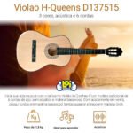 Violão Acústico Queen’s Conthey 6 Cordas Aço Iniciante Natural